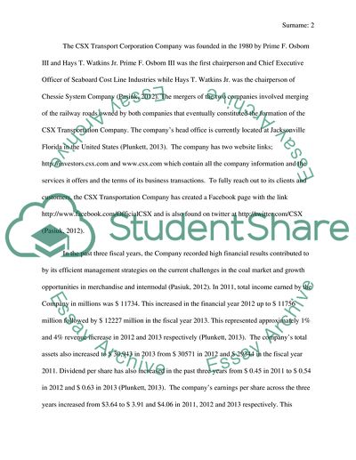 Application of Information System to Managing the CSX Corporations Business