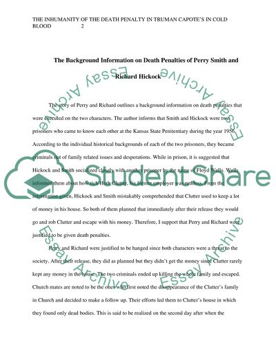 The Inhumanity of the Death Penalty in Truman Capotes In Cold Blood