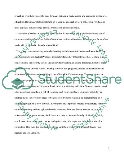 E-Learning Sites: Social, Professional and Ethical Issues