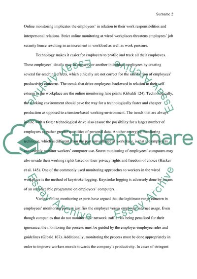 Orlov online monitoring : A Threat to employee privacy in the wired workplace ( research MLA )