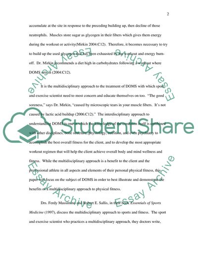 The Sport and Exercise Scientist and DOMS