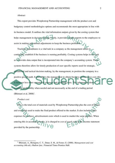 Financial and Management Accounting Individual Assignment