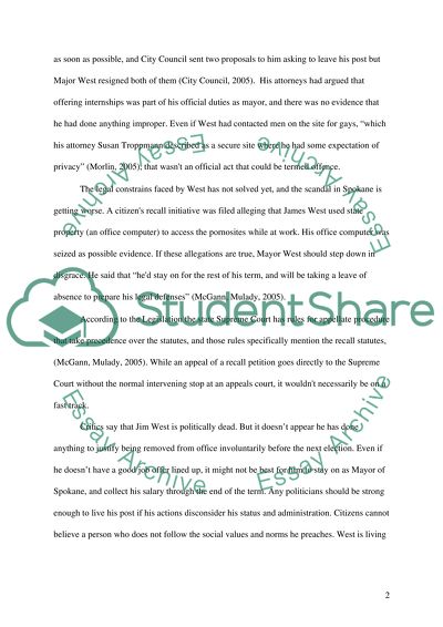 Current Events (Spokane Mayor Jim West)