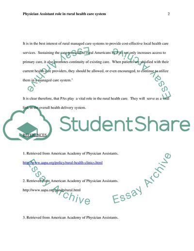 Physician Assistant role in rural health care system