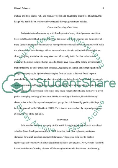 Diesel Exhaust: A Current Health Issue