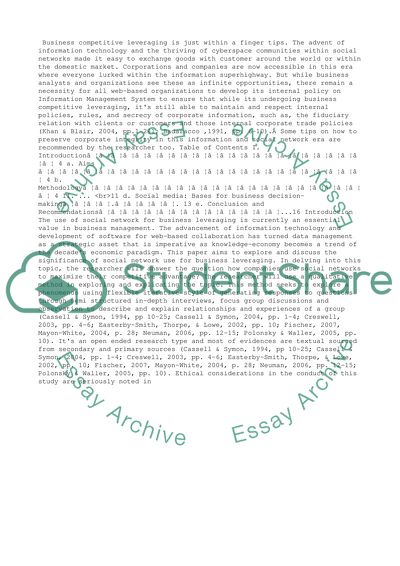 Social Networks to Maximise the Competitive Advantage of a Company