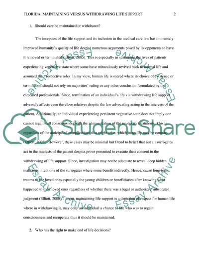 Maintaining Versus Withdrawing Life Support