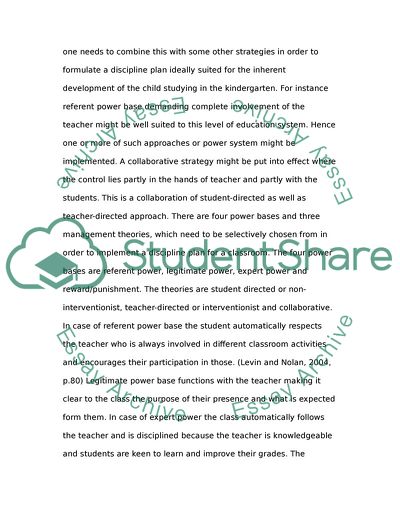 Disciplan Plan for Kindergarten