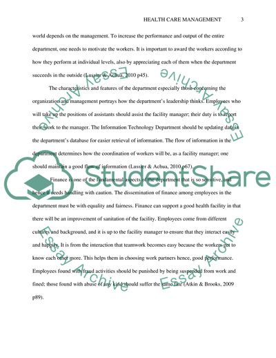 Features of the Health Care Management
