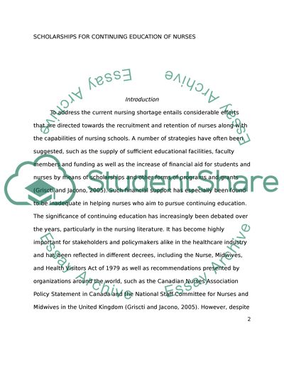 Scholarships For Continuing Education Of Nurses