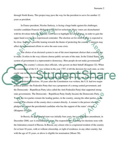 The Electoral Systems of Russia, France, USA, and China