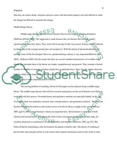 Nursing theory, and application to practice