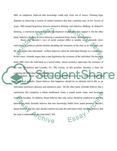 John Stuart Mill and Aristotles Viewpoints in Their Epistemological and Metaphysical Attitudes