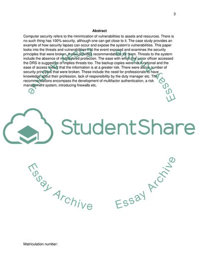 Identifying Threats and Vulnerabilities to Computer