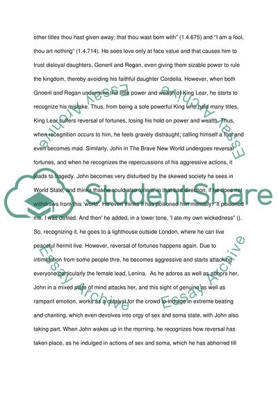 Aristotelian Conventions of Tragedy in King Lear and Brave New World