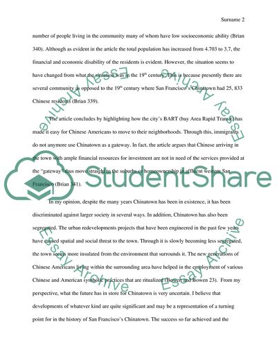 Chinatown: The article written by Brian J. Godfrey