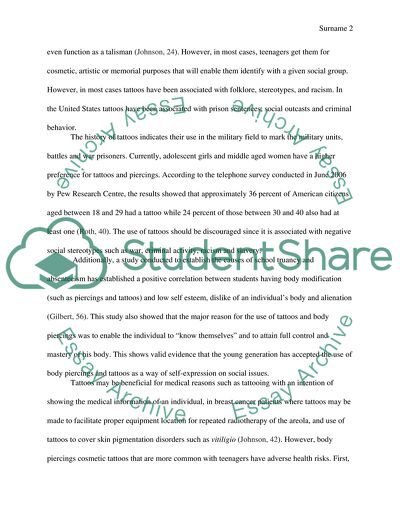 Banning Tattoos and Piercing for Teenagers Aged Below 18