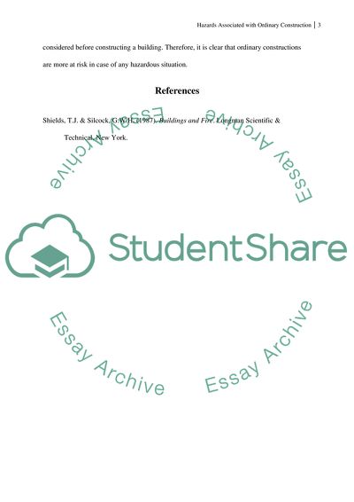Hazards Associated with Ordinary Construction