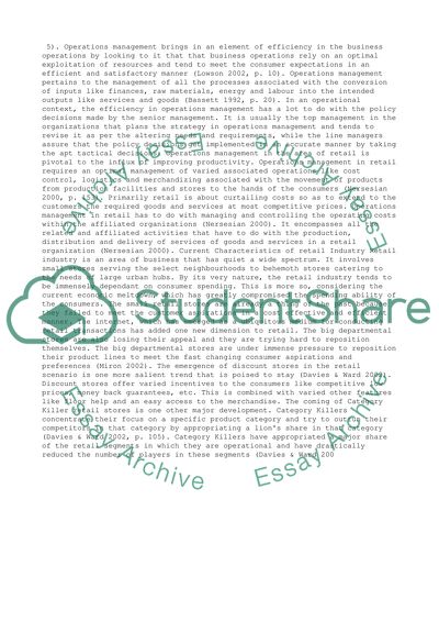 Critically Appraise the Importance of Effective Operations Management in Improving Productivity in Retailing