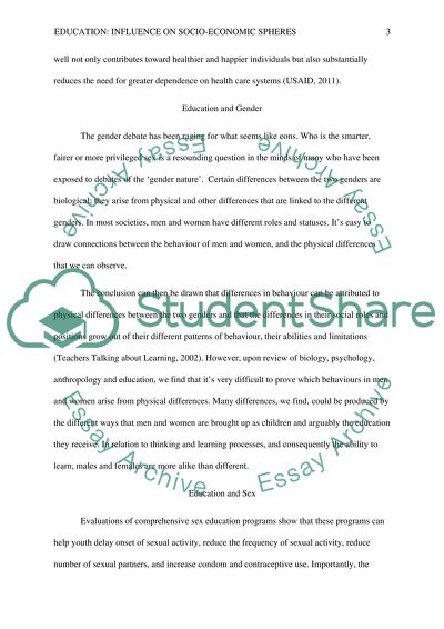 Education and its Influence on Different Socio-economic Spheres