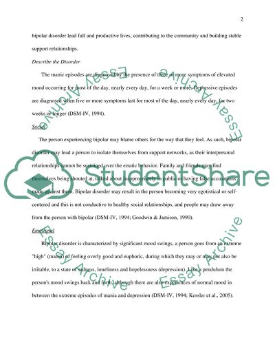 Description of Psychosocial Disorder
