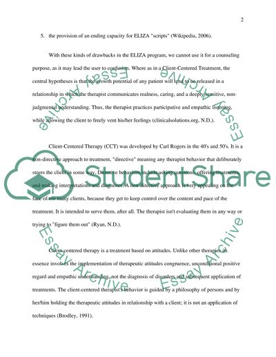 Use of ELIZA Program for Counseling Purposes