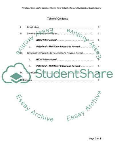 Annotated Bibliography: Websites on Dutch Housing