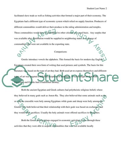 Comparison and Contrast between Egyptian and Greek History
