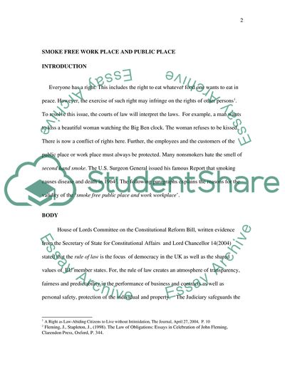 Smoke Free Work Place and Public Place