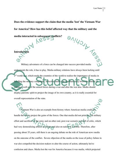 The US Lost the Vietnam War due to a Lack of Media Support