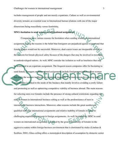 Challenges for Women in International Management