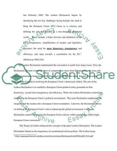 The European Unions Constitutional Reform: Laeken Declaration