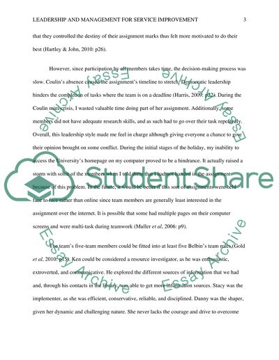 Leadership and Management for Service Improvement