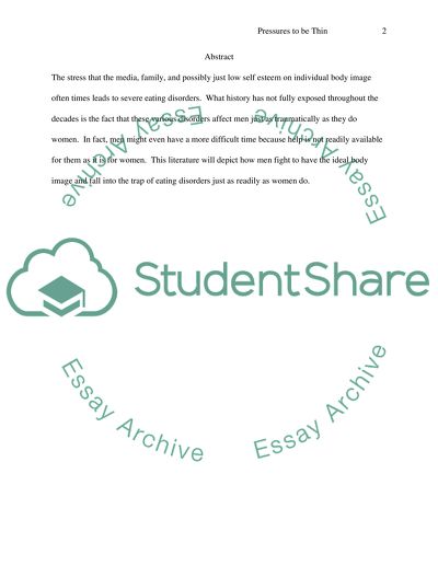 Internal and External Pressures to be Thin among Men