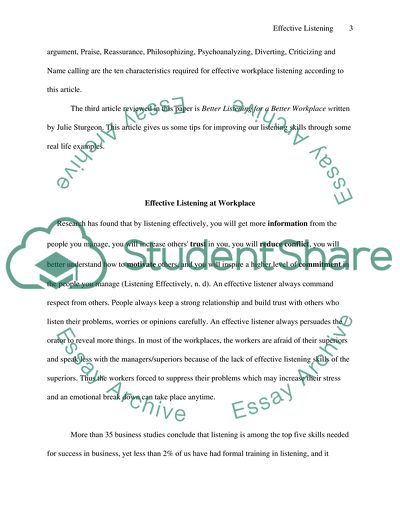 Literature Review on effective listening in the work place