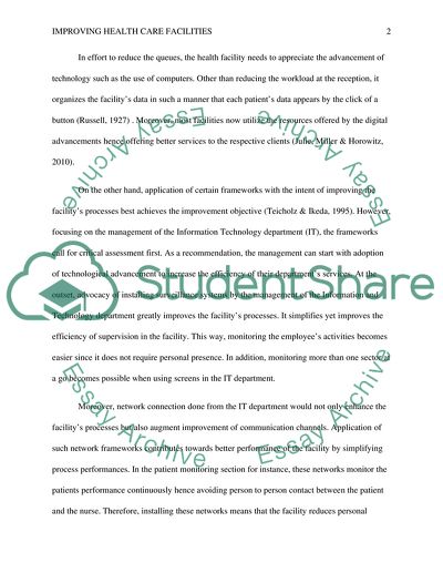 Improving Health Care Facilities