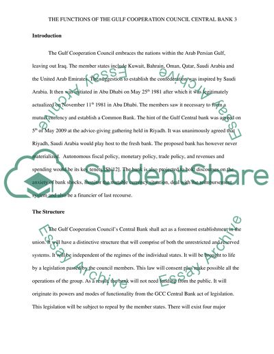 The Gulf Cooperation Council Central Banks Functions