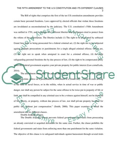 The Fifth Amendment of the U.S. Constitution and its Clauses