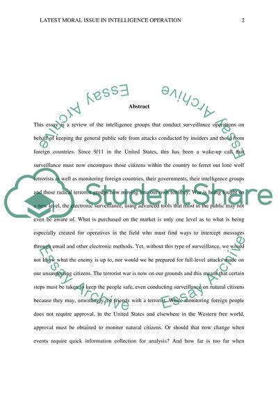 Latest Moral Issue in Intelligence Operations: How Far Can We Go to Uncover Secrets