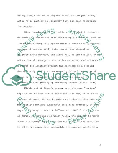 Neil Simons influence on Jewish culture