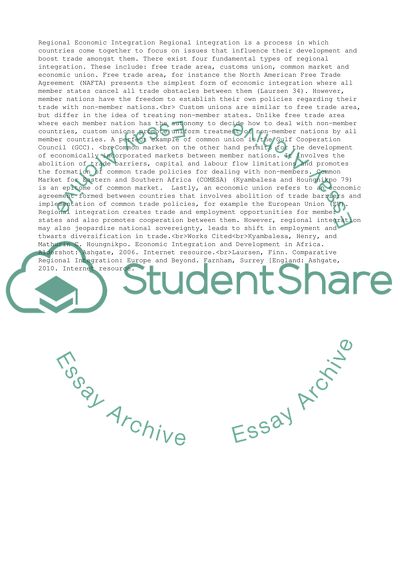 Regional Economic Integration (BLOBAL BUSINESS)