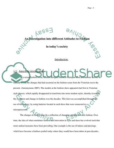 Different Attitudes towards Fashion in Todays Society