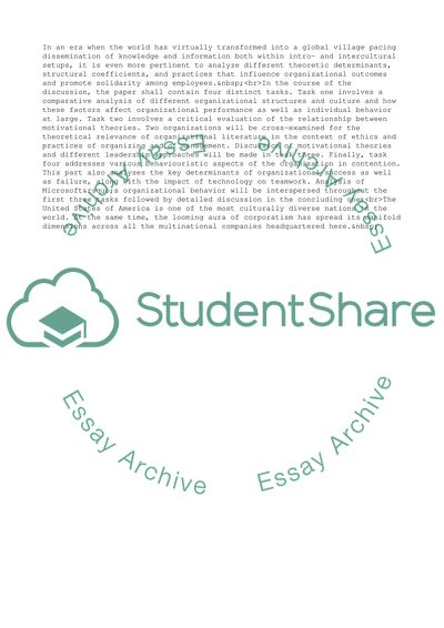 Microsoft Corporation - Organisational Behaviour