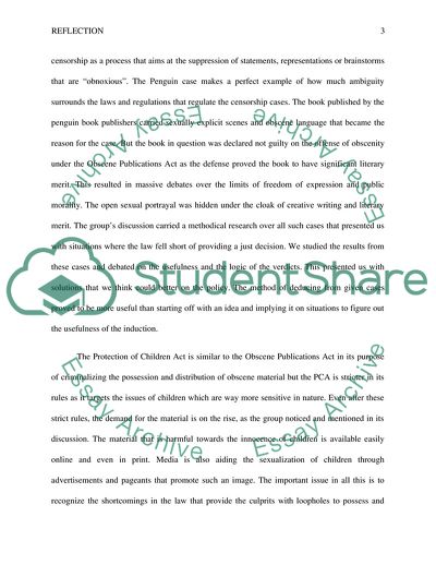 Reflection on the Project about Obscene Publication Act