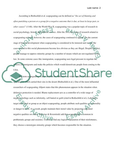 The Theory of Scapegoating in Order to Show that It Is still Present in the World