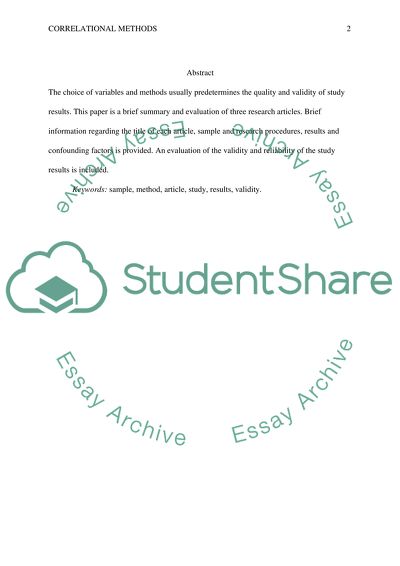 Correlational Methods