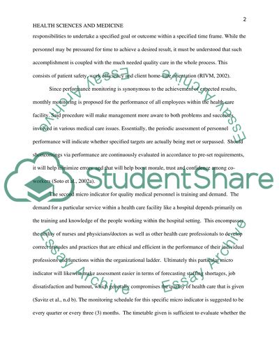 Controls and Indicators for a Hospitals CEO