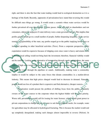 Why the Canadian Government should not Provide Privatization of Water