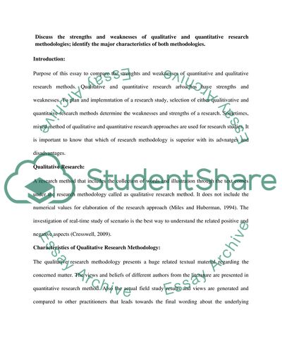 Strengths and Weaknesses of Research Methodologies
