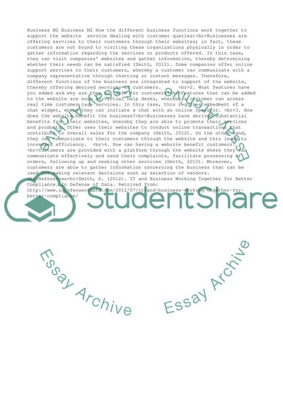 How the Different Business Functions Work Together to Support the Website